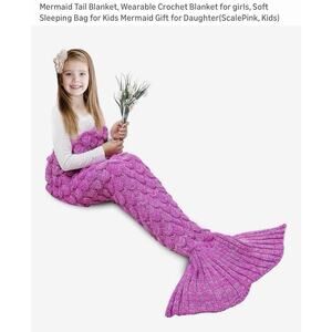 Child Knit Mermaid Tail Blanket for Girls Soft Cozy